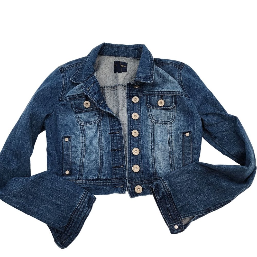 Highway cropped denim jean jacket womens size S